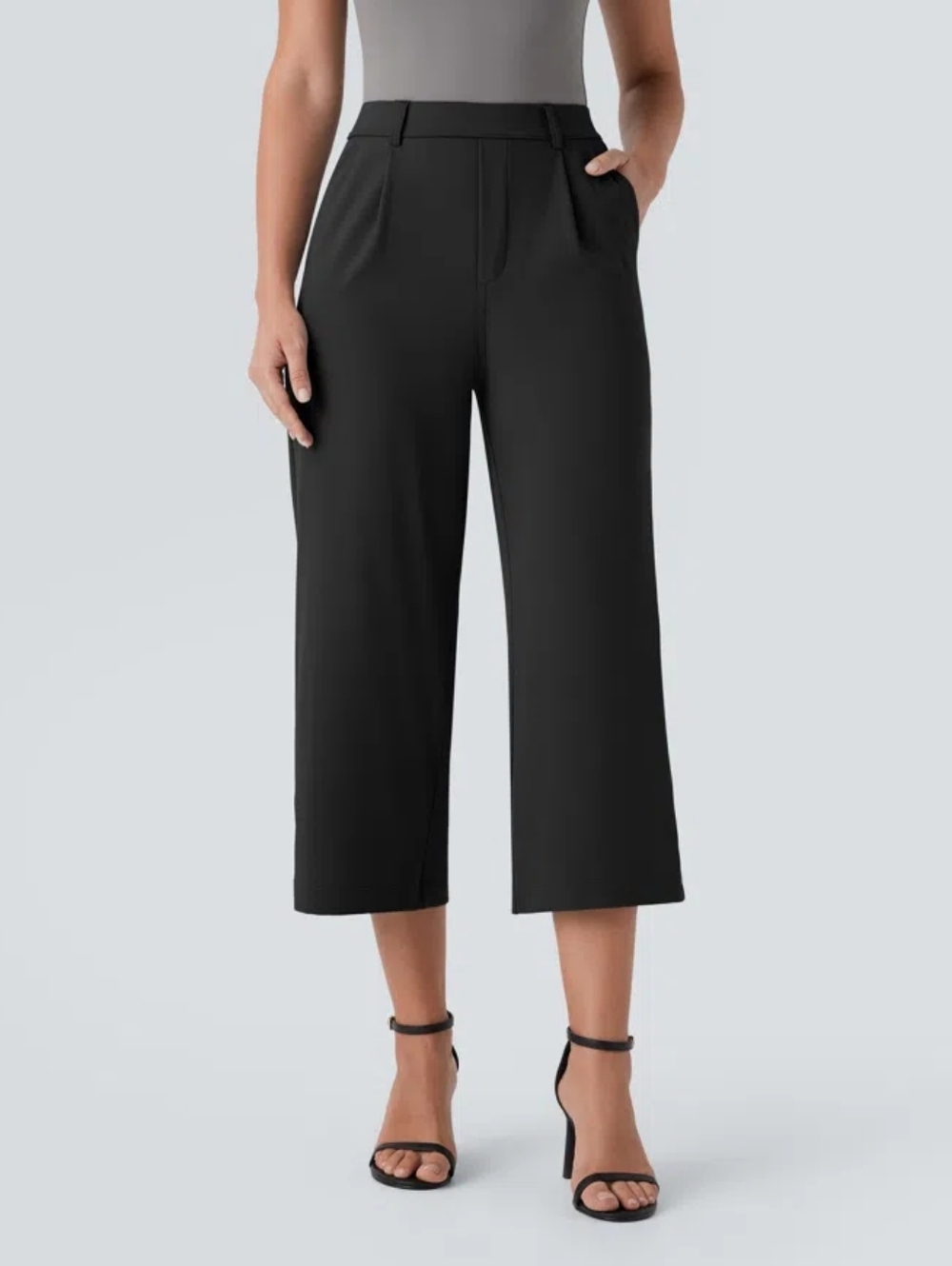 Halara Flex DayStretch High Waisted Straight Leg Capri Work Pants XS Black